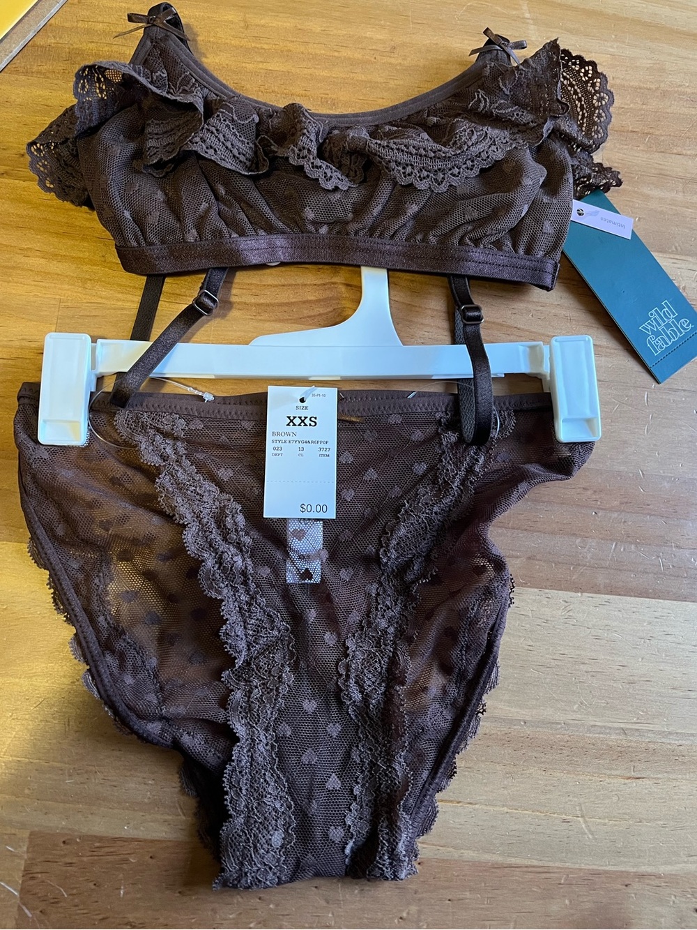 wild fable Brown Lace Bralette & Bikini Set